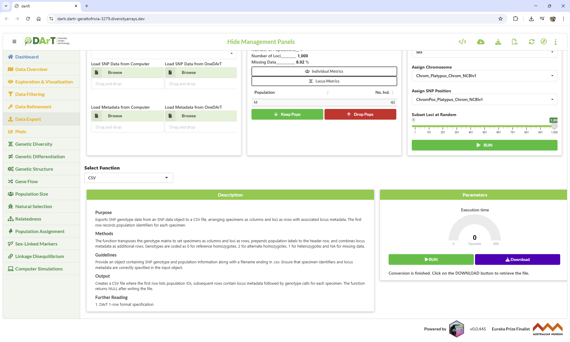 Export your Dataset or Analysis